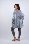 225214 Pacthwork Breezy Bluebell Top with Billow Sleeves