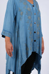 225225 Embroidered Artisan Blue Tunic