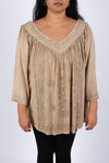 225231 Embroidered Artisan Camel Top