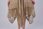 225233 Embroidered Artisan Camel Dress with Lace