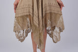 225233 Embroidered Artisan Camel Dress with Lace