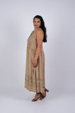 225236 Embroidered Artisan Camel Dress