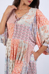 225249 Rosy Mosiac Patchwork Summer Dress
