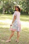 225250XXL Rosy Mosiac Patchwork Summer Dress with Front Tie XXL