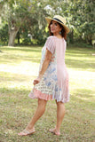 225250XXL Rosy Mosiac Patchwork Summer Dress with Front Tie XXL