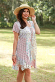 225250XXL Rosy Mosiac Patchwork Summer Dress with Front Tie XXL