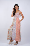 225251 Rosy Mosiac Patchwork Maxi Dress
