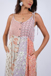 225251 Rosy Mosiac Patchwork Maxi Dress
