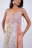 225251 Rosy Mosiac Patchwork Maxi Dress
