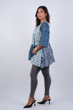 225264 Saphire Ocean V Neck Patchwork Tunic