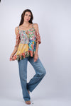 225271 Tropical Boho Chic Off Shoulder Summer Top