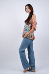 225271 Tropical Boho Chic Off Shoulder Summer Top