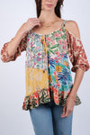 225271 Tropical Boho Chic Off Shoulder Summer Top