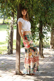 225276 Tropical Bohemian Chic Tiered Palazzo Pants