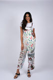 225292/1XXL White Floral Serenity Patchwork Boho Overalls XXL