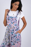 225292/4 Lavender Floral Serenity Patchwork Boho Overalls