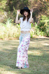 225295XXL White Floral Serenity Patchwork Chic Pants XXL
