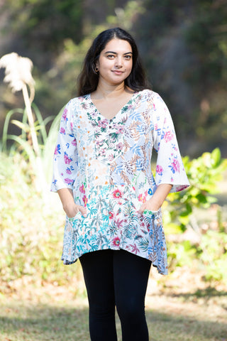 225299/1 White Floral Serenity Patchwork Tunic