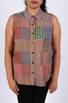 225301 Patchwork Plaid Collared Shirt