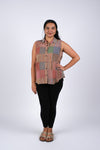 225301 Patchwork Plaid Collared Shirt