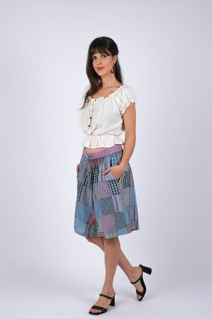 225304 Patchwork Plaid Unisex Shorts