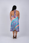 225318 Colorful Tie Dye Halter Neck Dress
