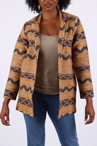 225502 Aztec Western Jacket: Caramel Vintage Blazer