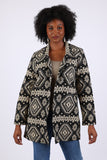 225503 Tribal Aztec Jacket: Geo Black and White Blazer