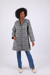 225504 Collared Button-up Coat: Navy Aztec Design