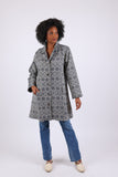 225504 Collared Button-up Coat: Navy Aztec Design