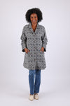 225504 Collared Button-up Coat: Navy Aztec Design
