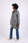 225504 Collared Button-up Coat: Navy Aztec Design