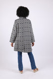 225504 Collared Button-up Coat: Navy Aztec Design