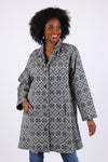 225504 Collared Button-up Coat: Navy Aztec Design