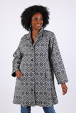 225504 Collared Button-up Coat: Navy Aztec Design