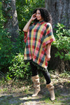225505 Autumn Blend Poncho: Cozy Cotton in Plaid