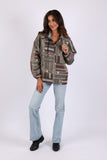 225506 Boho Patchwork Batik Hoodie: Relax Fit with Front Pocket