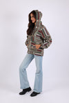 225506 Boho Patchwork Batik Hoodie: Relax Fit with Front Pocket