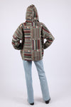 225506 Boho Patchwork Batik Hoodie: Relax Fit with Front Pocket