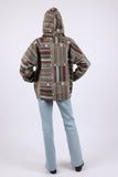 225506 Boho Patchwork Batik Hoodie: Relax Fit with Front Pocket