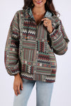 225506 Boho Patchwork Batik Hoodie: Relax Fit with Front Pocket