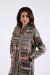 225507 Bohemian Patchwork Jacket: Batik Forest Green