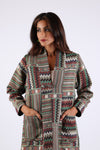 225507 Bohemian Patchwork Jacket: Batik Forest Green