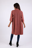 225509 Coral Cotton Long Cardigan: 3/4 Sleeves with Pockets