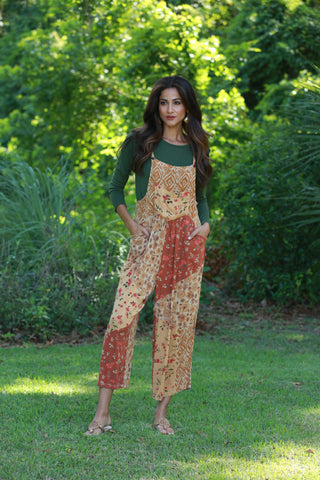 225511 Boho Fall Overall: Patchwork in Amber Hue
