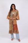 225513 Boho Patchwork Cover-Up: 3/4 Bell Sleeve (Amber Hue Line)