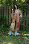 225513 Boho Patchwork Cover-Up: 3/4 Bell Sleeve (Amber Hue Line)