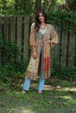 225513 Boho Patchwork Cover-Up: 3/4 Bell Sleeve (Amber Hue Line)