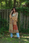 225513 Boho Patchwork Cover-Up: 3/4 Bell Sleeve (Amber Hue Line)