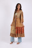 225513 Boho Patchwork Cover-Up: 3/4 Bell Sleeve (Amber Hue Line)